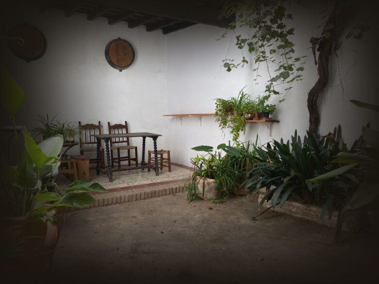 Damajuana Jerez bar zona privada patio andaluz