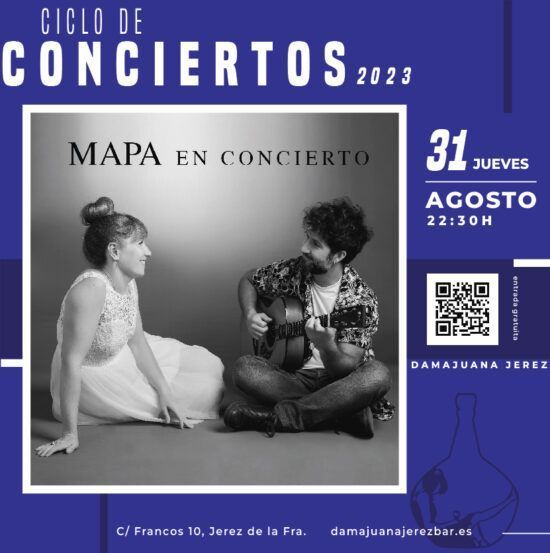 Concierto en directo del duo Mapa en Damajuana Jerez bar Agosto 2023