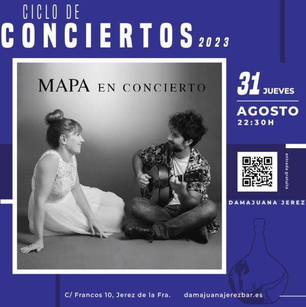 Concierto en directo del duo Mapa en Damajuana Jerez bar Agosto 2023