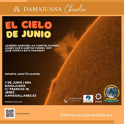 cartel de la caharla de astronomía, el cielo de junio por Agustin Almirol